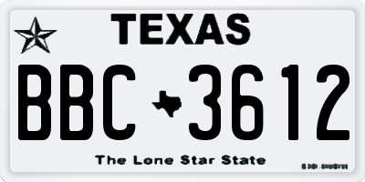 TX license plate BBC3612