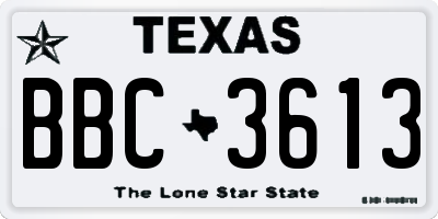 TX license plate BBC3613