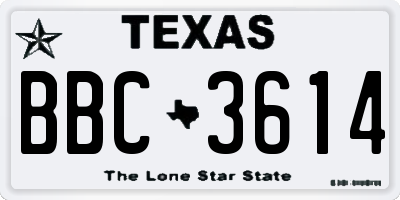 TX license plate BBC3614