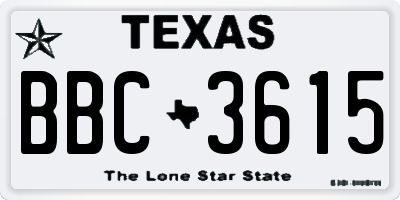 TX license plate BBC3615