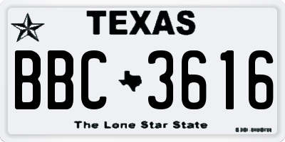 TX license plate BBC3616