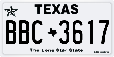 TX license plate BBC3617