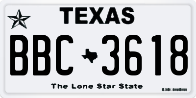 TX license plate BBC3618