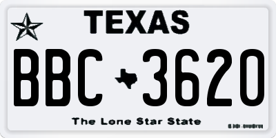 TX license plate BBC3620