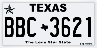 TX license plate BBC3621