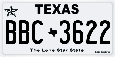 TX license plate BBC3622