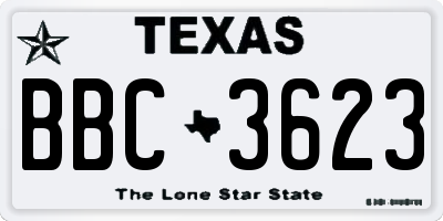 TX license plate BBC3623