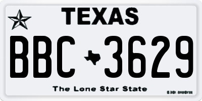 TX license plate BBC3629