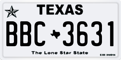 TX license plate BBC3631