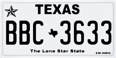 TX license plate BBC3633