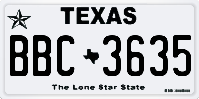 TX license plate BBC3635