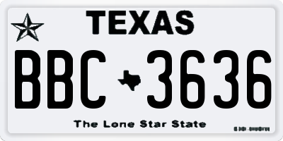 TX license plate BBC3636