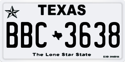 TX license plate BBC3638