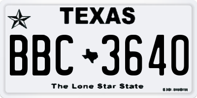 TX license plate BBC3640