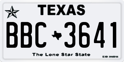 TX license plate BBC3641