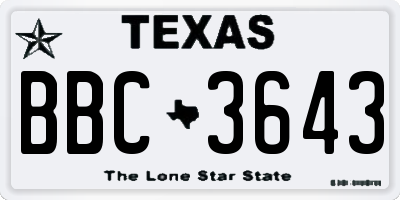 TX license plate BBC3643