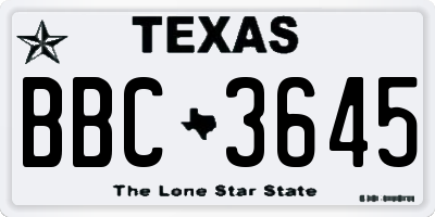 TX license plate BBC3645