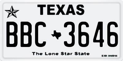 TX license plate BBC3646