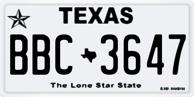 TX license plate BBC3647