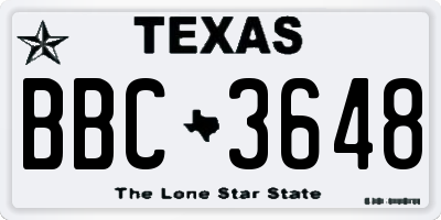 TX license plate BBC3648