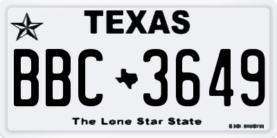 TX license plate BBC3649