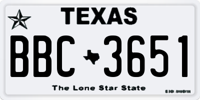 TX license plate BBC3651
