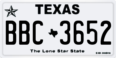 TX license plate BBC3652