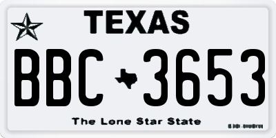 TX license plate BBC3653