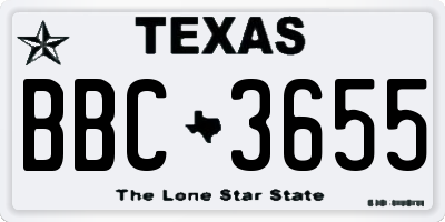 TX license plate BBC3655