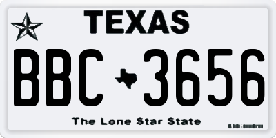 TX license plate BBC3656