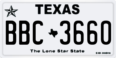 TX license plate BBC3660