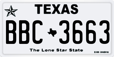 TX license plate BBC3663