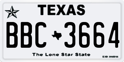 TX license plate BBC3664