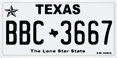 TX license plate BBC3667