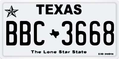 TX license plate BBC3668
