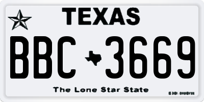 TX license plate BBC3669