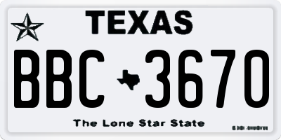 TX license plate BBC3670