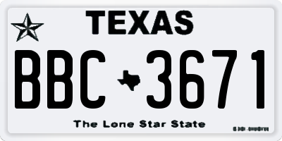 TX license plate BBC3671