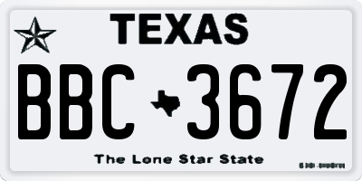 TX license plate BBC3672