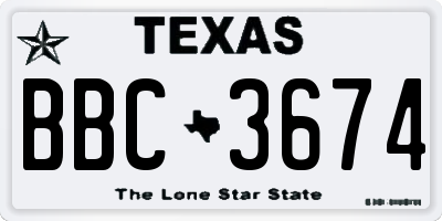 TX license plate BBC3674