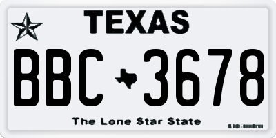 TX license plate BBC3678