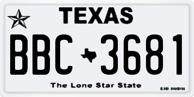 TX license plate BBC3681