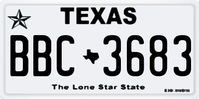 TX license plate BBC3683