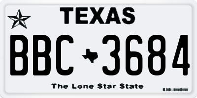 TX license plate BBC3684