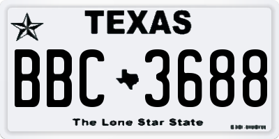 TX license plate BBC3688