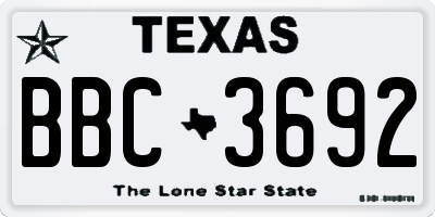 TX license plate BBC3692