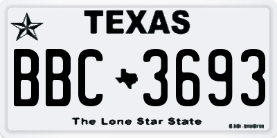 TX license plate BBC3693