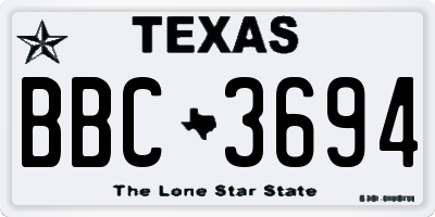 TX license plate BBC3694