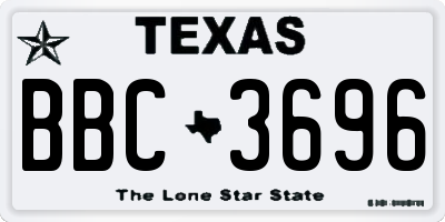 TX license plate BBC3696