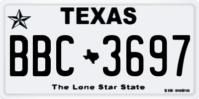 TX license plate BBC3697